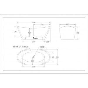 Μπανιερα Ελευθερης Τοποθετησης BAHA LB1781MB  170X81X68cm Hover Image