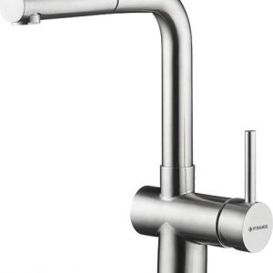 Pyramis Capriccio Premium Μπαταρία Κουζίνας Πάγκου με Ντουζ Inox Ασημί
