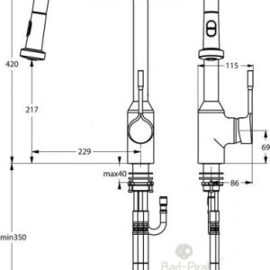 Μπαταρία κουζινας IDEAL STANDARD RETTA ΝΤΟΥΣ Β8989ΑΑ Hover Image