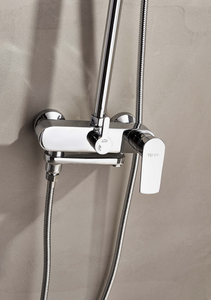 Tema Roma μπαταρία Ντουζ με κολώνα 3 εξόδων Inox 53252