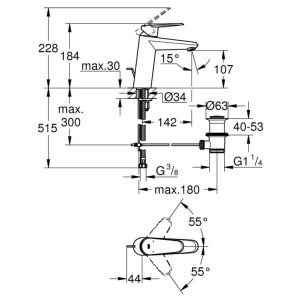 GROHE EURODISC COSMOPOLITAN ΜΠΑΤΑΡΙΑ ΝΙΠ/ΡΑ  23448002 Hover Image