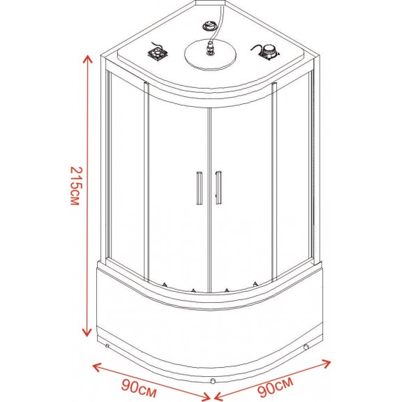 ΚΑΜΠΙΝΑ ΥΔΡΟΜΑΣΑΖ ICSH 8179B 90Χ90Χ215cm